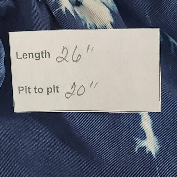 Knox Rose Navy Boho Peasant Blouse Size Medium Navy and White Dyed Top - Picture 10 of 10